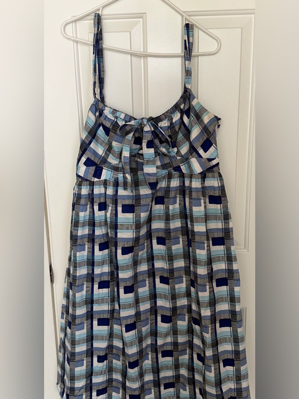 Liz Claiborne Blue Plaid Tie-Front Sundress